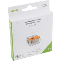 Wago 221-612 221 Verbindingsklem Flexibel: 0.5-6 mm² Massief: 0.5-6 mm² Aantal polen: 2 10 stuk(s) Transparant, Oranje