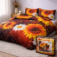 Beau Maison Valking Bedrukt Dekbed - Dekbed Zonder Overtrek - Sunflower - 140 x 220 cm - Hoesloos - 2 in 1 dekbed - Wasbaar