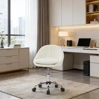 HAUSS SPOLE Bureaustoel - Ergonomisch Draaibaar - Hoogteverstelbaar Met Wielen - Voor Thuiswerkplek En Kaptafel - Fluweel Beige