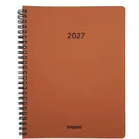 Brepols bureau agenda 2027 - TIMING [0.136] - CALVI - Bureau agenda - 1 week op 2 pagina's - Weekoverzicht - Wire-O - Oranje - 17.1 x 22 cm