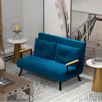 HAUSS SPOLE Fauteuil - Slaapfauteuil Met Bedfunctie - Verstelbare Rugleuning - Relaxfauteuil Voor Logeerkamer En Woonkamer - Velvet Blauw