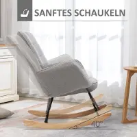 HAUSS SPOLE Schommelstoel Fauteuil - Zacht Gestoffeerd Met Armleuningen En Houten Schommelbasis - Voor Woonkamer En Ontspanning - Lichtgrijs