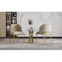 HAUSS SPOLE Eetkamerstoel Set Van 4 - Minimalistisch Morandi Design - Ergonomische Rugleuning Met Verstelbare Voeten - Voor Eetkamer En Kantoor - Metaal Hout - Beige Khaki