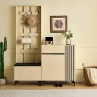 HAUSS SPOLE Schoenenkast - Garderobe Met Zitbank En Opbergruimte - Voor Hal En Slaapkamer - MDF En Metaal - 60 x 35 x 179,5 cm - Houtlook