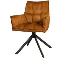 Starfurn Eetkamerstoel Dani - Oranje Velvet - Draaibaar - Set van 2