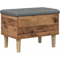 vidaXL Opbergbank met kussen Eikenhout 62 x 42 x 46 cm Bewerkt hout