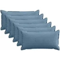 vidaXL Kussensloop 6 st HOUTEN Blauw 40 x 80 cm corduroy