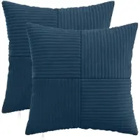vidaXL Kussensloop 2 pcs ALMELO Marineblauw 35 x 35 cm corduroy