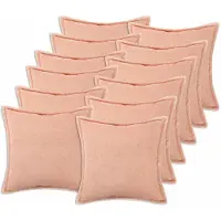vidaXL Kussensloop 12 pcs HOUTEN Roze 50 x 50 cm Bouclé