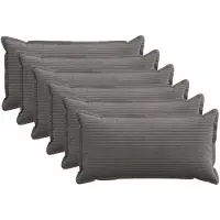 vidaXL Kussensloop 6 st HOUTEN Donkergrijs 40 x 80 cm corduroy