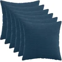 vidaXL Kussensloop 6 pcs HEERLEN Marineblauw 35 x 35 cm corduroy