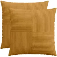 vidaXL Kussensloop 2 pcs ALMELO Geel 80 x 80 cm corduroy