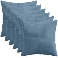 vidaXL Kussensloop 6 pcs ALMELO Blauw 40 x 40 cm corduroy