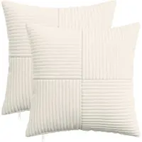 vidaXL Kussensloop 2 pcs ALMELO Crèmekleurig 50 x 50 cm corduroy