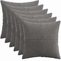 vidaXL Kussensloop 6 pcs ALMELO Donkergrijs 50 x 50 cm corduroy