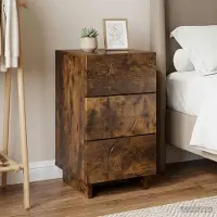 vidaXL Nachtkastje Gerookt eiken 33,5 x 34,5 x 60 cm Bewerkt hout
