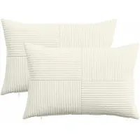 vidaXL Kussensloop 2 pcs ALMELO Crèmekleurig 50 x 80 cm corduroy