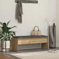 vidaXL Schoenbank met kussen Artisanaal eiken 103 x 38 x 40 cm