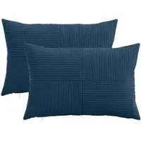 vidaXL Kussensloop 2 pcs ALMELO Marineblauw 50 x 80 cm corduroy