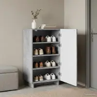 vidaXL Schoenenkast 48 x 38 x 87,5 cm Bewerkt hout Betongrijs