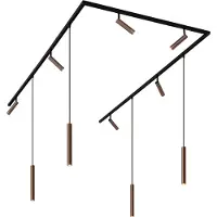 QAZQA Modern railsysteem met 6 spots en 4 hanglampen donker brons 1-fase - Slimline Uzzy Keno