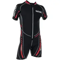 Seac Neoprenanzug - Trendy Shorty Kid - 2,5 mm - Schwarz/Rot - - 9 Jahre (134) - Neoprenanzüge