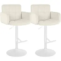 CLP Los Angeles Set barkrukken - Met armleuning - Met rugleuning - Verstelbaar - Velvet - Fluweel - wit/creme