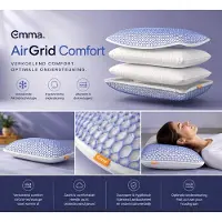 Emma Hoofdkussen - AirGrid Comfort Kussen – 40x70 cm – Verkoelend Hoofdkussen – Ergonomisch & Verstelbaar