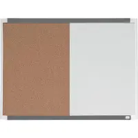 Nobo Combinatiebord Met Gewelfde Lijst - Prikbord En Whiteboard in 1 - 58,5 x 43cm - Inclusief Whiteboard Accessoires - Wit/Natuurbruin