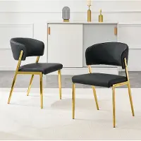 OKWISH Eetkamerstoel Set Van 2 – Moderne Design Stoel Met Gevoerde Zitting En Rugleuning – Voor Eetkamer, Woonkamer En Kantoor – PU – Zwart