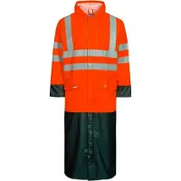 Lyngsøe Rainwear Hi-vis Rain Jacket In Pu Quality, 100 Cm Long Lr8030 | Maat: 3XL