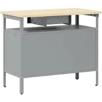 vidaXL Werkbank met lade met plank Zwart en Grijs 100 x 55 x 85 cm