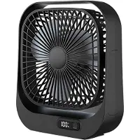 VHV - Bureauventilator - Oplaadbare mini ventilator met LED-display - 3 standen en 360° draaibaar - Zwart