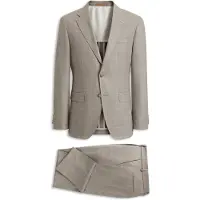 BOSS Tweedelig slim-fit pak van geruite Italiaanse wol