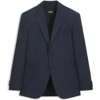 BOSS Regular-fit colbert van een wolmix met dessin Maat 46