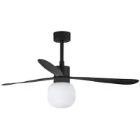 Faro LED plafondventilator Amelia Ball L, zwart, DC, stil dimbaar, zwart, Woon-/ Eetkamer, Kunststof, Modern