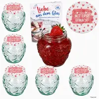 MamboCat 6-delige set jamfles 580ml FRUTTA VASO met fruit-relief + TO82 deksel Met liefde gemaakt