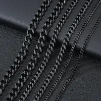 MaxPower (Zwart -7 mm 50 cm) Klassieke herenketting Breedte 3 tot 7 mm roestvrijstalen lange ketting voor heren