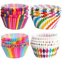 MaxPower Cupcake bakpapier vormpjes, muffin cupcake vormpjes, kleurrijke regenboog combo wegwerp bakbekers set, standaard