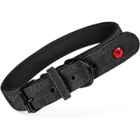 Zolux expert halsband voor hond premium leer / neopreen zwart 35x1,4 cm
