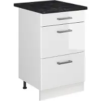 Vicco Keukenonderkast R-Line, Wit Hoogglans/Wit, 50 cm antraciet werkblad