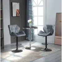 OKWISH Barkruk Set Van 2 - Hoogte Verstelbaar 360 Graden Draaibaar Met Rugleuning En Armleuningen - Voor Bar En Hoge Eettafel - Velvet - Grijs