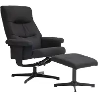 MODFU Relaxstoel met voetenbank - Verstelbaar en draaibaar met schommelfunctie - Woonkamer - Polyester - Zwart - 74×81×102 cm