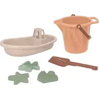 Plasto Strandset Zandkleur 6-delig - Zandspeelset - Emmer en Accessoires - Special Edition Zachte Neutrale Kleuren - BPA-vrij - Gemaakt in Finland - Vanaf 1 Jaar