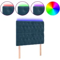vidaXL Hoofdbord LED 90x7x118/128 cm fluweel donkerblauw