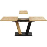 STILVORA uitslaantafel met houtlook en vleugelvormige poten. Klaptafel met verstelbare poten. Moderne eettafel voor keuken, woonkamer en balkon