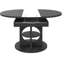 STILVORA uitschuifbare eettafel, 110–150 cm, met opbergruimte, ronde keuken tafel die kan worden omgezet naar een ovale vorm, zwarte eettafel, belastbaar tot 60 kg