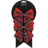 Mica Decorations Kerststrik | | 12 x 13 cm | 2 stuks (Rood, Geruit)