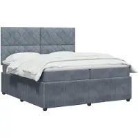 vidaXL Boxspringbed met matras Donkergrijs 200 x 200 cm Fluweel