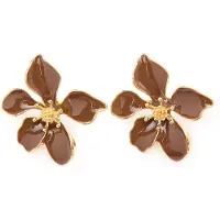 Manfield Bruine statement bloemen oorbellen | Maat Onesize
